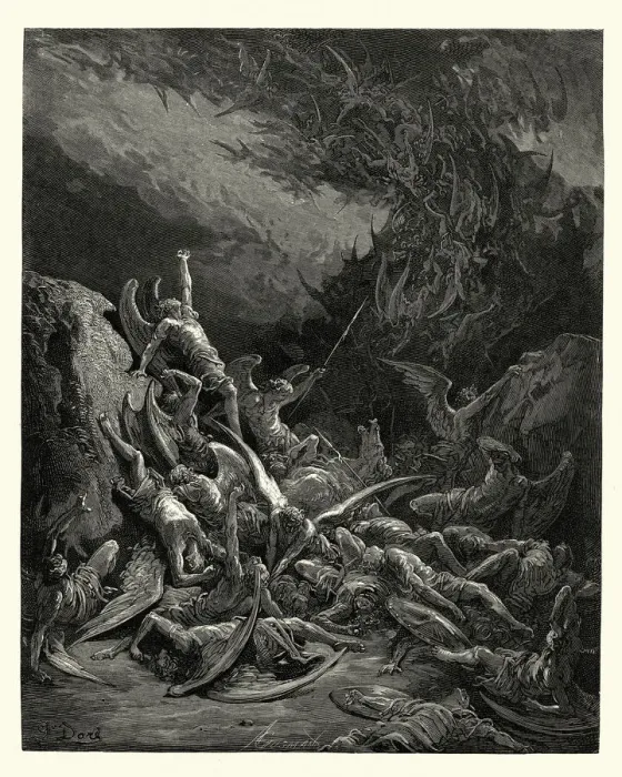 Framed Print : Miltons Paradise Lost - Nine days they fell Framed Print : Miltons Paradise Lost - Nine days they fell