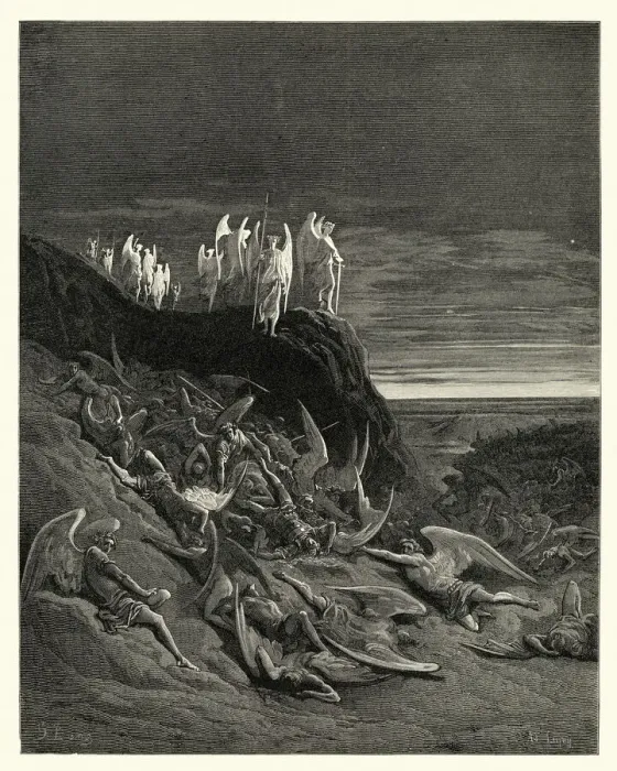 Framed Print : Miltons Paradise Lost - On the foughten field