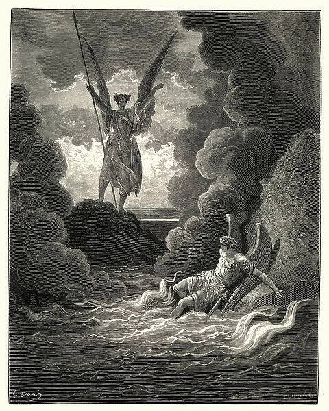 Miltons Paradise Lost - Gustave Dore - His mighty stature