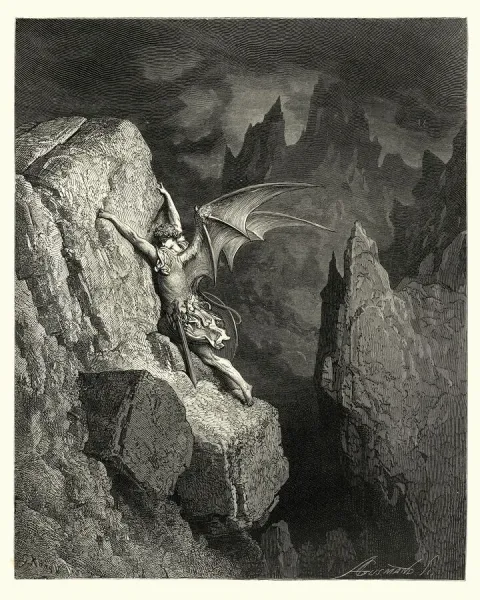 その他 gustave Gustave Dore Print of Paradise Lost, Book II, Line 949-950. Art