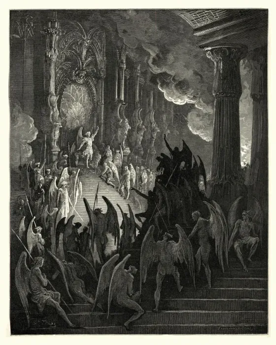 Framed Print : Miltons Paradise Lost High on a throne of royal state Framed Print : Miltons Paradise Lost High on a throne of royal state