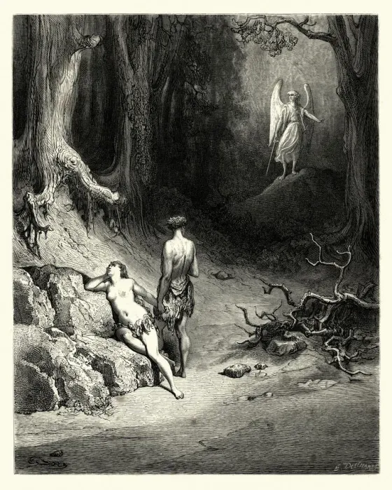 Framed Print : Miltons Paradise Lost - Some natural tears they dropt