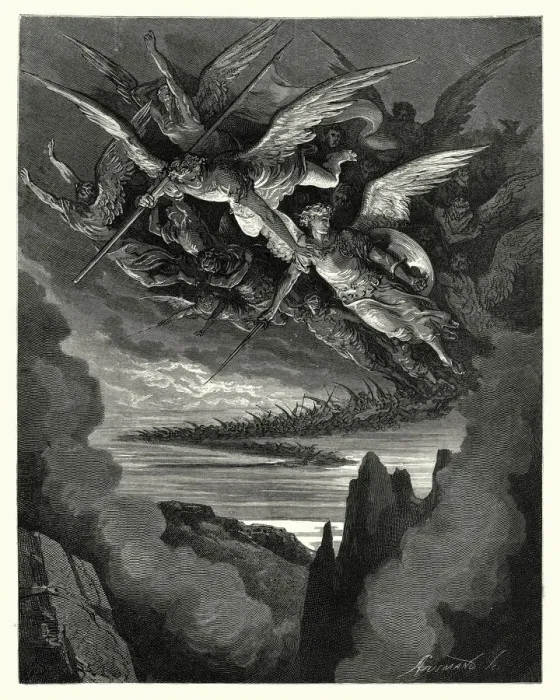 Framed Print : Miltons Paradise Lost - So numberless were those bad Angels Framed Print : Miltons Paradise Lost - So numberless were those bad Angels