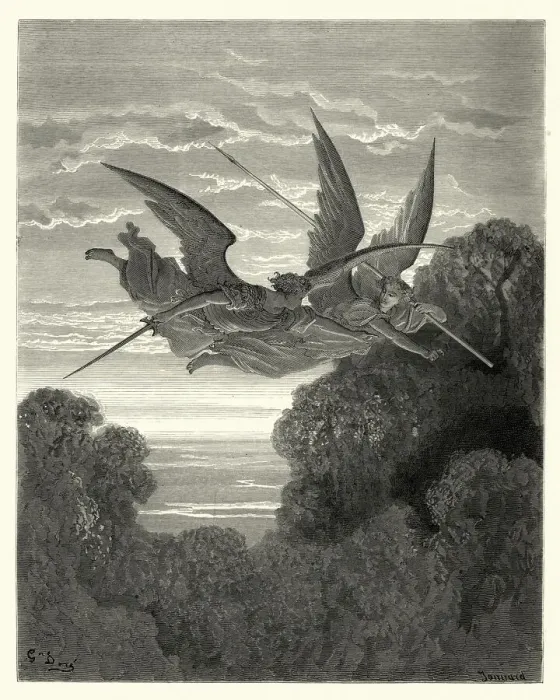 Framed Print : Miltons Paradise Lost - In search of whom they sought Framed Print : Miltons Paradise Lost - In search of whom they sought