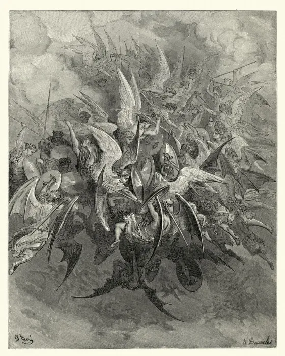 Framed Print : Miltons Paradise Lost - Now storming fury rose