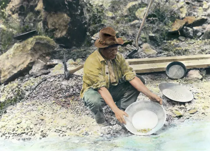 Framed Print : Miner Panning For Gold Framed Print : Miner Panning For Gold