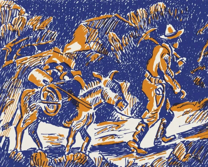 Framed Print : Miner Pulling a Donkey Framed Print : Miner Pulling a Donkey