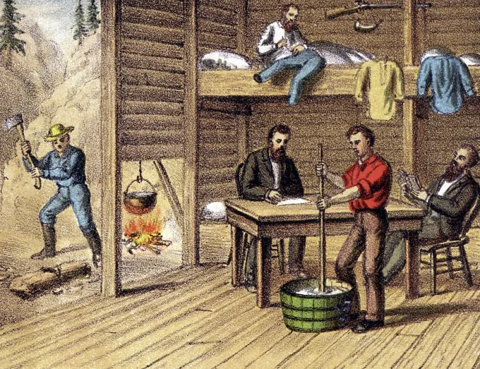 Framed Print : Miner's in the 'bunkhouse' doing chores Framed Print : Miner's in the 'bunkhouse' doing chores