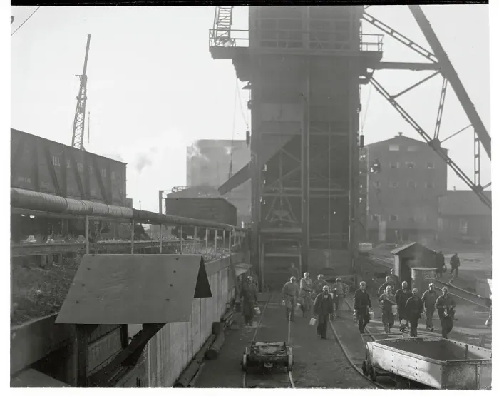 Framed Print : Miners Exiting Their Workplace for Strike Framed Print : Miners Exiting Their Workplace for Strike
