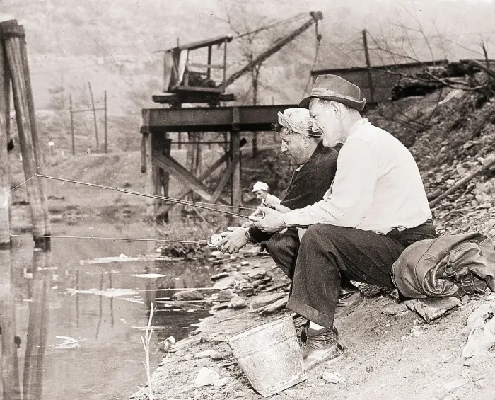 Framed Print : Miners Fishing During a Strike Framed Print : Miners Fishing During a Strike