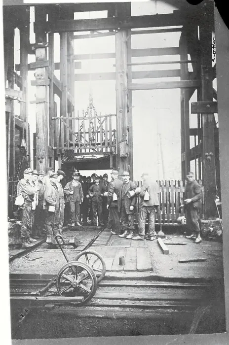Framed Print : Miners Going Down a Shaft Framed Print : Miners Going Down a Shaft