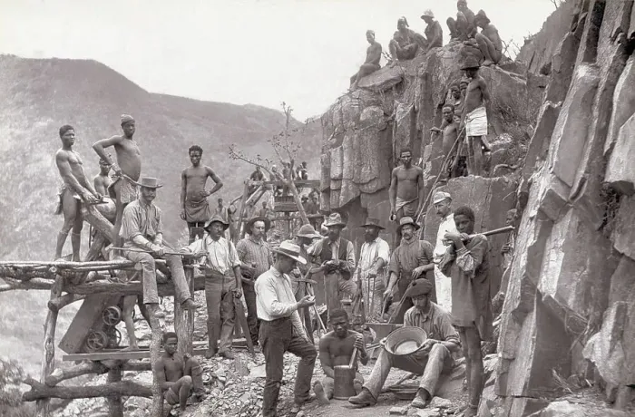 Framed Print : Miners Outside Gold Mine Framed Print : Miners Outside Gold Mine