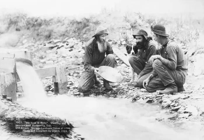 Framed Print : Miners Panning for Gold Framed Print : Miners Panning for Gold