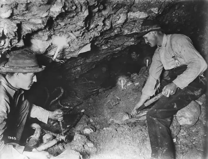 Framed Print : Miners Work Underground Framed Print : Miners Work Underground