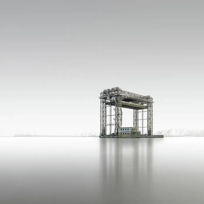 Framed Print : Minimalist long exposure of the former lift bridge at Karnin, near Usedom, Germany, Europe Framed Print : Minimalist long exposure of the former lift bridge at Karnin, near Usedom, Germany, Europe