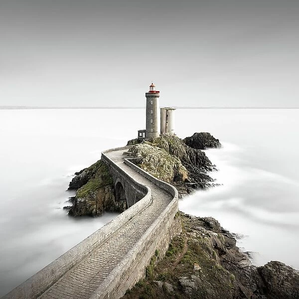 Minimalist long exposure in the square of the Phare de Petit Minou lighthouse on the coast of Brittany, France
