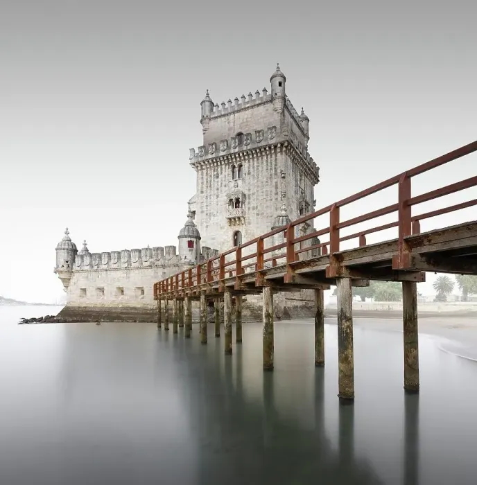 Framed Print : Minimalist long exposure in the square of the Torre de Belem on the river Tejo in Lisbon, Portugal Framed Print : Minimalist long exposure in the square of the Torre de Belem on the river Tejo in Lisbon, Portugal
