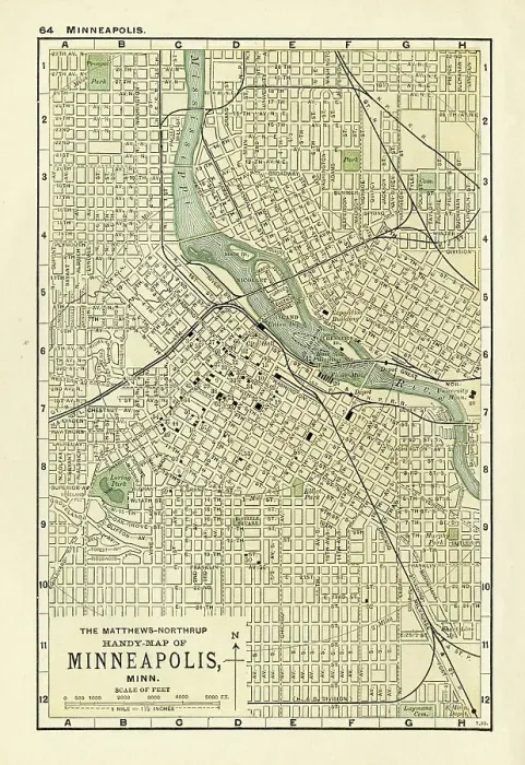 Framed Print : Minneapolis map 1898 Framed Print : Minneapolis map 1898