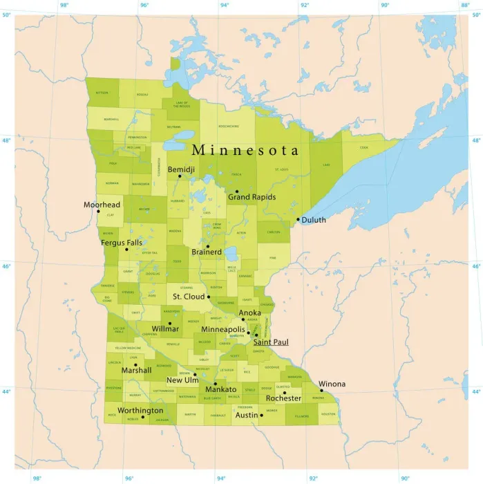 Framed Print : Minnesota Vector Map