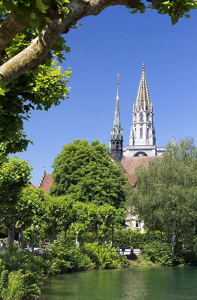 Minster of Our Lady with Lake Constance in the front, Konstanz, Baden-Wuerttemberg, Germany