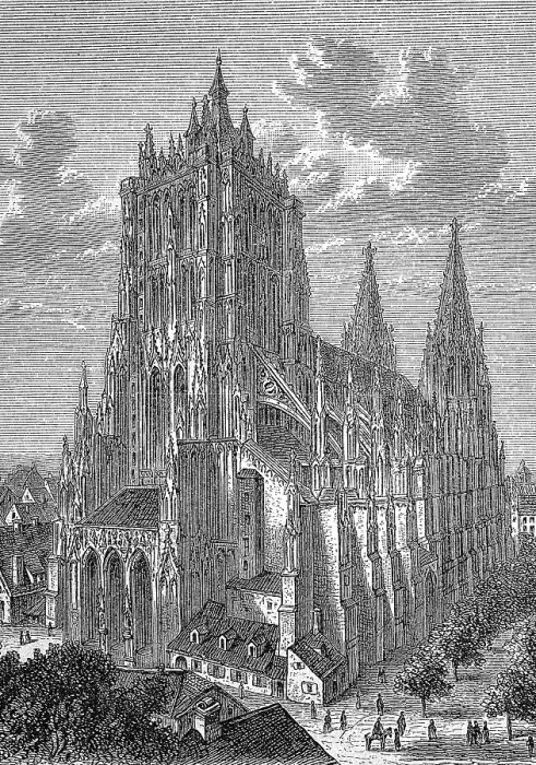 Framed Print : The Minster in Ulm, Baden-Wuerttemberg, Germany, c. 1860, digitally restored reproduction of an original 19th century painting, exact original date unknown
