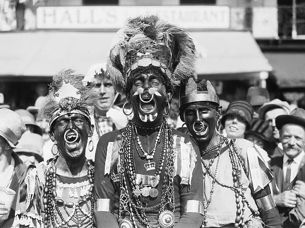 Minstrels. September 1928: Revellers at Southend Carnival