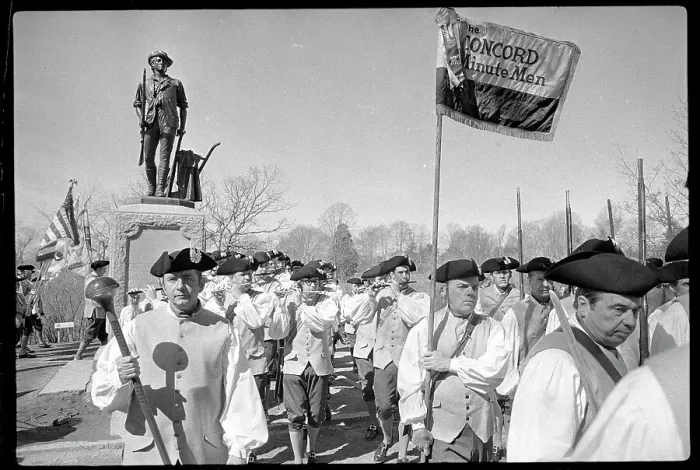 Framed Print : Minute Men Parade Past Their Statue Framed Print : Minute Men Parade Past Their Statue