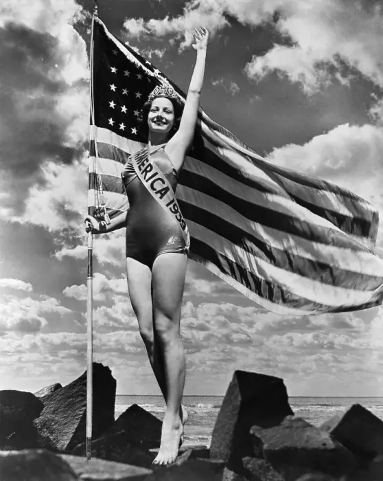Framed Print : Miss America Patricia Donnelly Posing on Beach