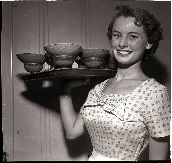 Framed Print : Miss California Serving Salad