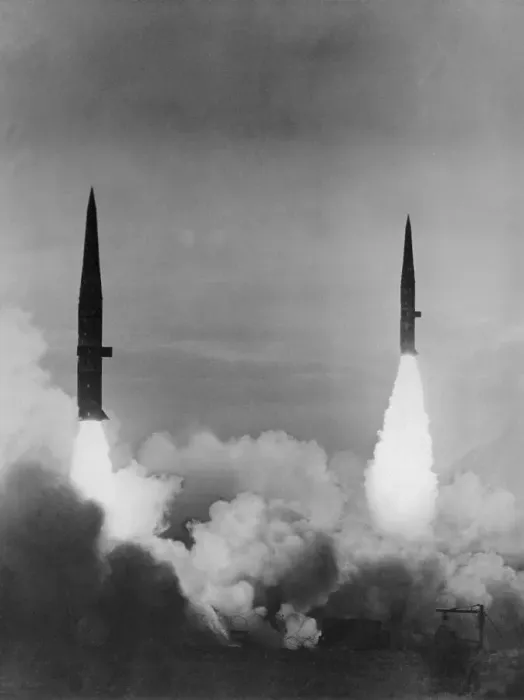 Framed Print : Missiles Being Launched into Sky Framed Print : Missiles Being Launched into Sky