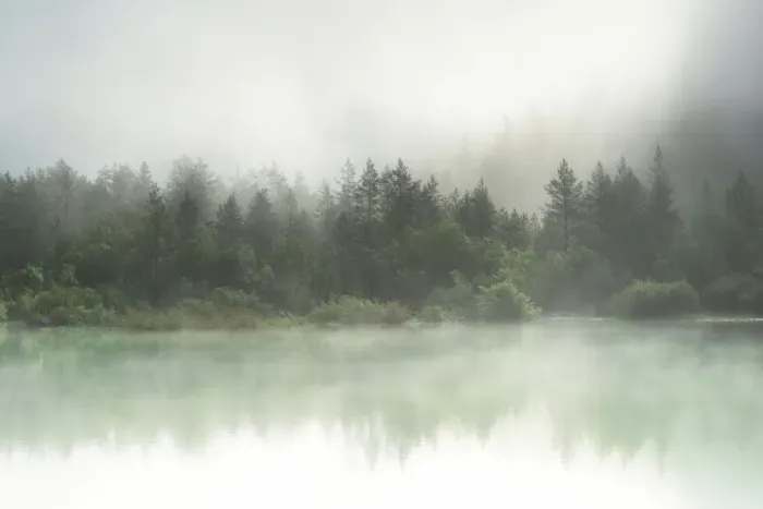 Framed Print : Misty Dolomites Landscape, Lago di Landro