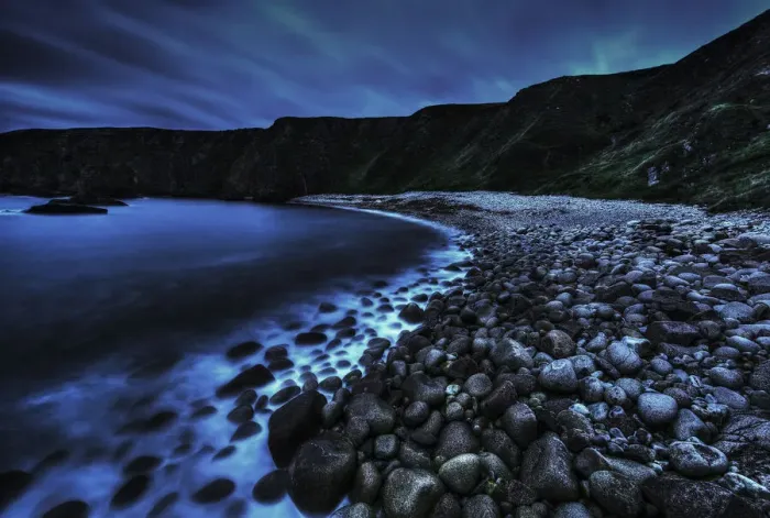 Framed Print : Misty Pebbles Cove
