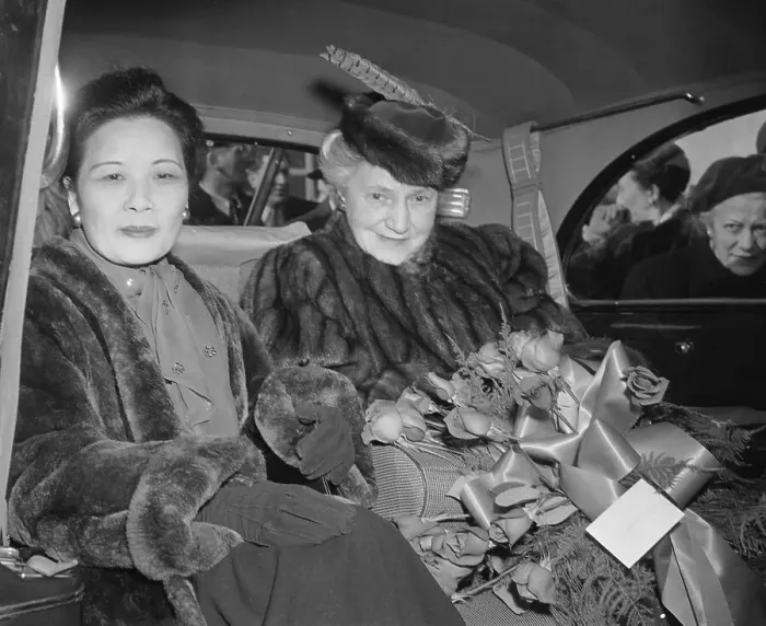 Framed Print : Mme. Chiang And Mrs. Marshall In Car Framed Print : Mme. Chiang And Mrs. Marshall In Car