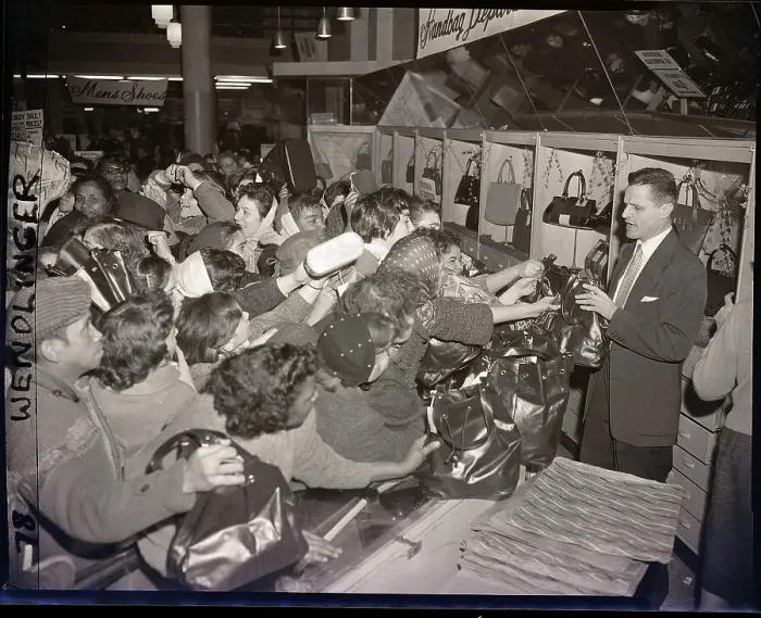 Framed Print : Mob Of Women At Dept Store Handbag Sale Framed Print : Mob Of Women At Dept Store Handbag Sale