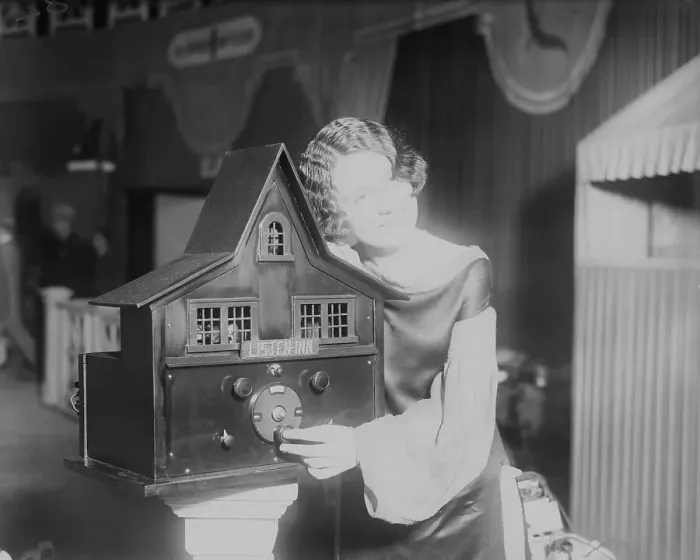 Framed Print : Model Demonstrating New Radio Framed Print : Model Demonstrating New Radio