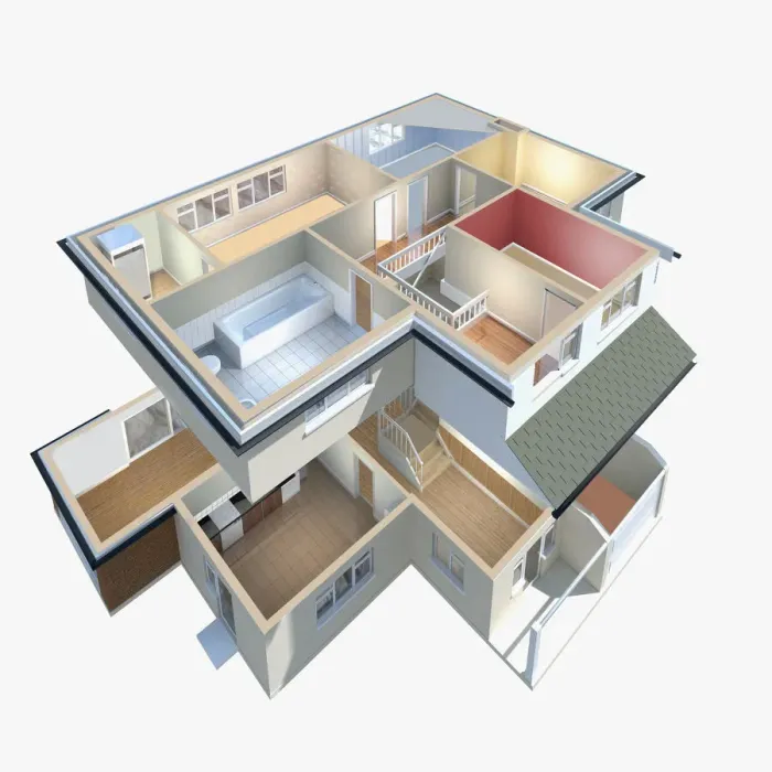 Framed Print : Model of a house with interior exposed Framed Print : Model of a house with interior exposed