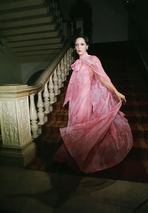 Framed Print : A Model In A Pink Chiffon Dress Framed Print : A Model In A Pink Chiffon Dress