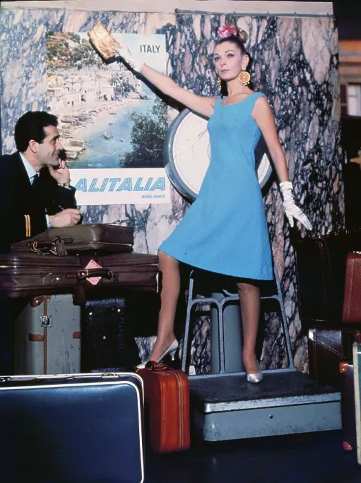 Framed Print : Model Posing in Turquoise Dress