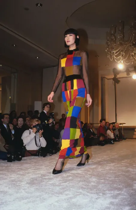 Framed Print : Model on Runway Wearing Colorful Design Framed Print : Model on Runway Wearing Colorful Design