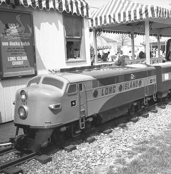 Model train locomotive, outdoors