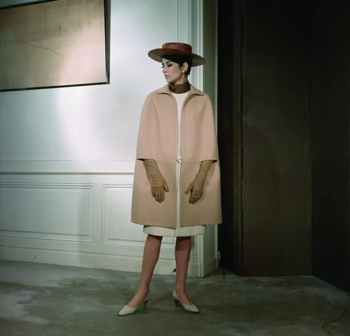 Framed Print : Model Wearing Cape by Yves Saint Laurent Framed Print : Model Wearing Cape by Yves Saint Laurent