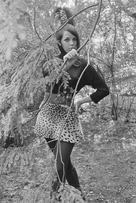 Framed Print : Model Wearing Cheetah Miniskirt Framed Print : Model Wearing Cheetah Miniskirt
