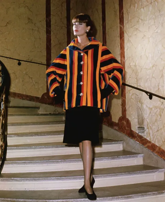 Framed Print : Model Wearing Ensemble by James Galanos