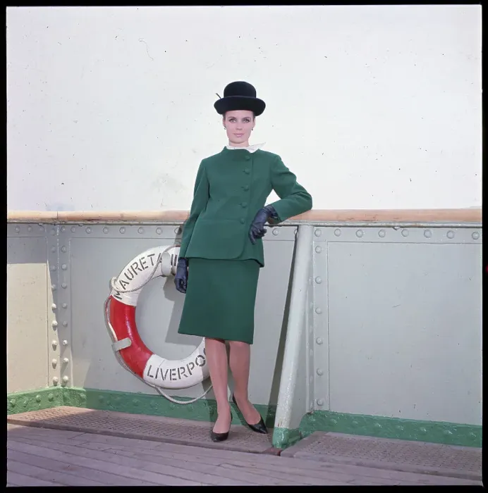 Framed Print : Model Wearing Ensemble by Pauline Trigere Framed Print : Model Wearing Ensemble by Pauline Trigere