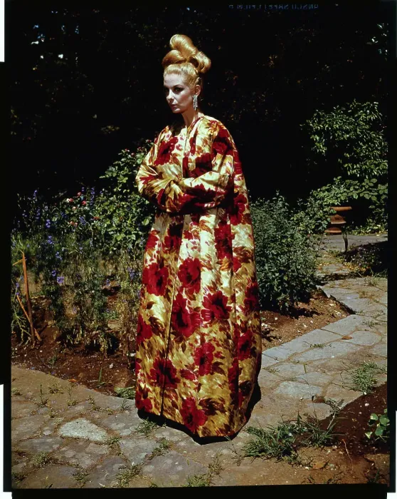 Framed Print : Model Wearing Evening Coat by Eleanora Garnett Framed Print : Model Wearing Evening Coat by Eleanora Garnett