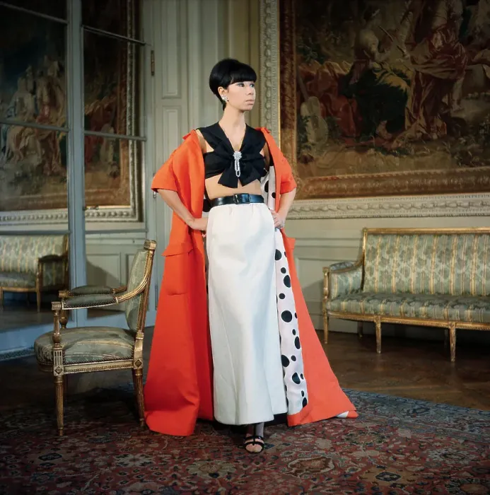 Framed Print : Model Wearing Evening Ensemble from Nina Ricci Collection Framed Print : Model Wearing Evening Ensemble from Nina Ricci Collection