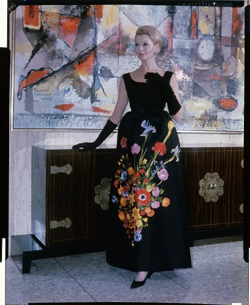 Norman Norell's 1964 Spring Evening Gown with Floral Print. Art Prints,  Posters & Puzzles from Fine Art Storehouse