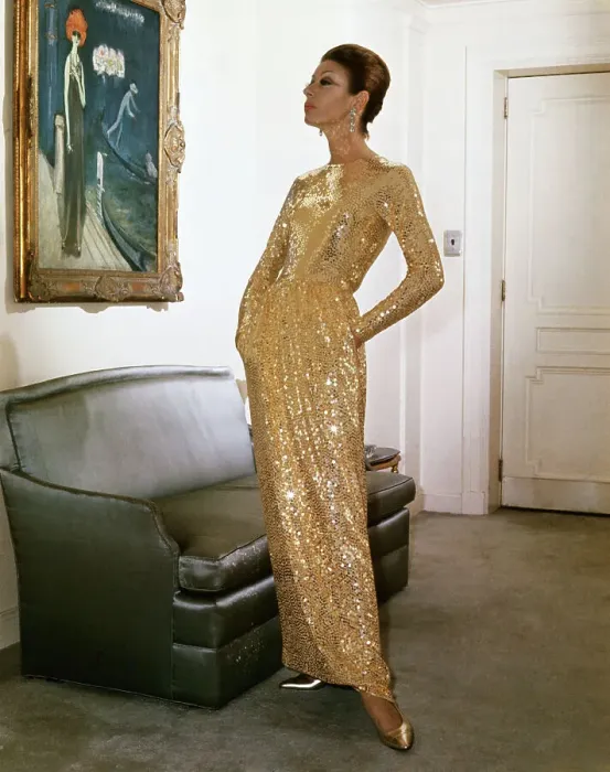 Framed Print : Model Wearing Evening Gown by Norman Norell Framed Print : Model Wearing Evening Gown by Norman Norell