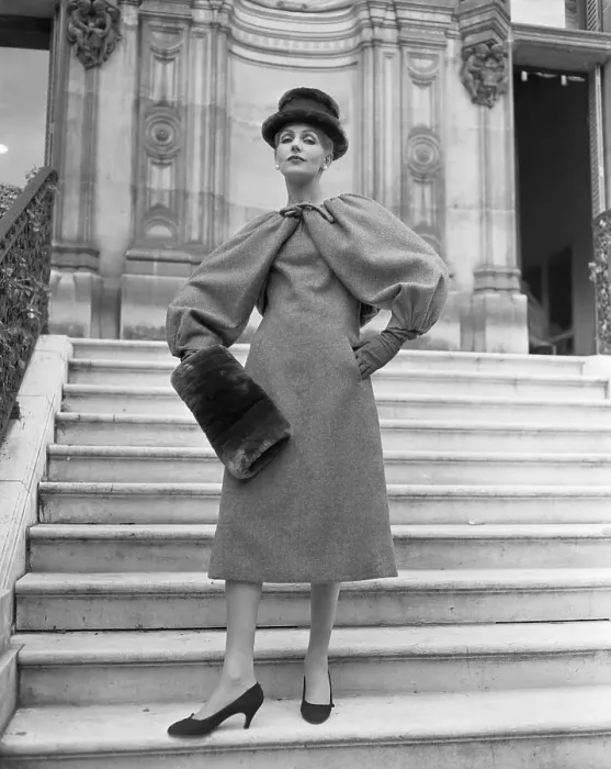 Framed Print : Model Wearing Givenchy Wool Dress Framed Print : Model Wearing Givenchy Wool Dress