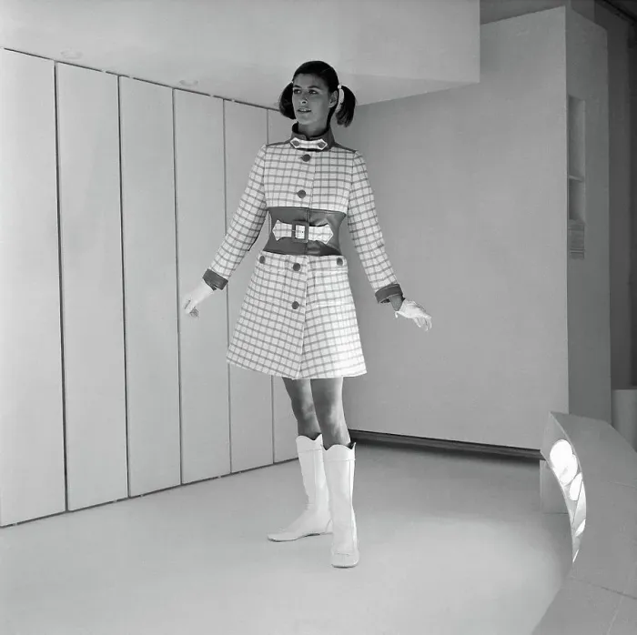 Framed Print : Model Wearing New 1968 Fall Fashion by Andre Courreges Framed Print : Model Wearing New 1968 Fall Fashion by Andre Courreges
